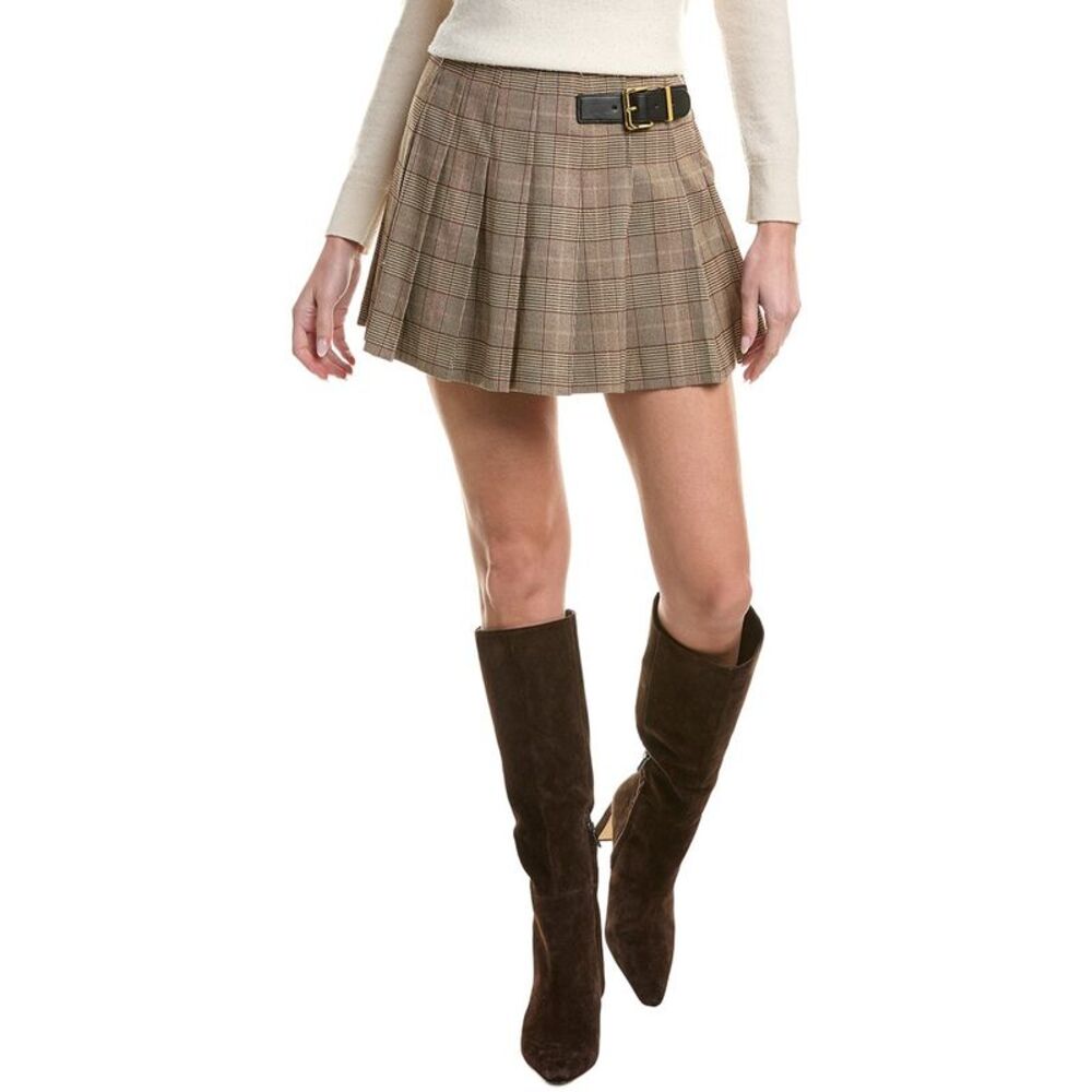 English Factory Womens Pointed Mini Skirt, Tan